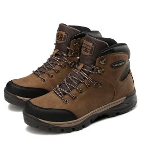 Large Size Winter Men's Shoes High-top Cotton Boots Plus Velvet To Keep Warm (Option: Brown-46)