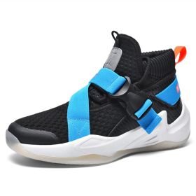 Mesh Breathable And Shock-absorbing Lightweight Soft-soled Shoes (Option: Black and blue-45)