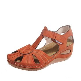 Wedge Heel Cutout Women's Sandals (Color: Orange, size: 10)