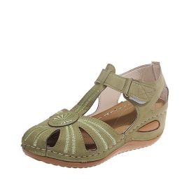 Wedge Heel Cutout Women's Sandals (Color: Green, size: 7.5)