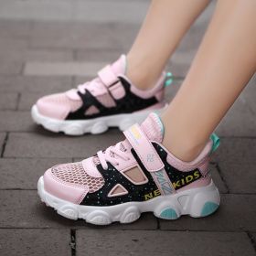 Boys Girls Mesh Casual Shoes Hollow Out Sandals Summer Middle Big Children Fashion Sneakers Breathable Light Cool Outdoor Kids (Color: Pink, size: 30)