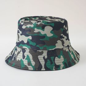 Double-sided fisherman hat new summer sun hat women's casual fashion trendy foldable camouflage pot hat (Color: Army Green)