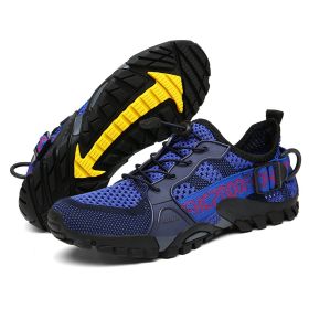 JIEMIAO Men Hiking Shoes Non-Slip Breathable Tactical Combat Army Boots Desert Training Sneakers Outdoor Trekking Shoes (Color: Blue, size: 37)