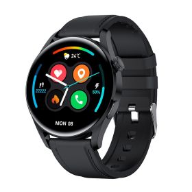 2022 T33S smart watch Bluetooth call temperature heart rate blood pressure oximeter step music control detection (colour: Black skin)