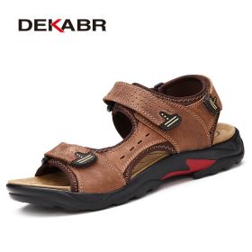 DEKABR Top Quality Sandal Men Sandals Summer Genuine Leather Sandals Men Outdoor Shoes Men Leather Shoes Big Plus size 46 47 48 (Color: 02 Brown, size: 7)