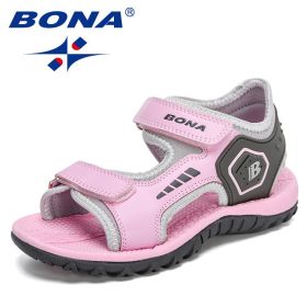 BONA 2021 New Designers Fashion Summer Sandals for Boys Sport Sandals Shoes Teenage Soft Non-Slip Children Shoes Sandalias Comfy (Color: Pink dark grey, size: 5.5)