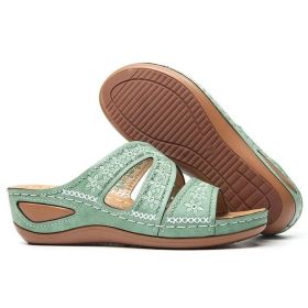 2022 Women Shoes Comfy Platform Sole Ladies Casual Soft Woman Slippers Wedge Comfortable Sandal Outdoor Summer Beach Flip Flops (Color: Green, size: 41)