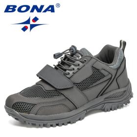 BONA 2022 New Designers Hiking Shoes Autumn Mountaineering Non-slip Footwear Men Trekking Sneakers Mansculino Walking Shoes (Color: Dark grey S gray, size: 10)