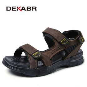 Men Shoes New Arrival Summer Men Sandals High Quality Beach Shoes Anti-slip Zapatos Hombre Fashion Casual Flip Flops (Color: Dark brown, size: 11)