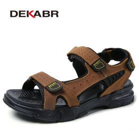 Men Shoes New Arrival Summer Men Sandals High Quality Beach Shoes Anti-slip Zapatos Hombre Fashion Casual Flip Flops (Color: Brown, size: 6.5)