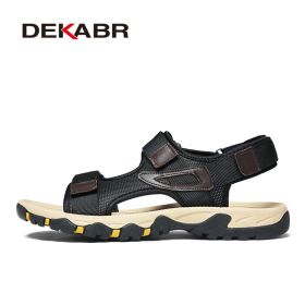 Sandals Men 2022 Trend Summer Outdoor Leisure Non-slip Luxury Top Fashion Beach Sandal High Quality Soft Sole Men Sandals (Color: Black, size: 8)