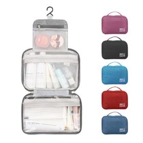 Travel Toiletry Bags Large Makeup Cosmetic Case Organizer with Hanging Hook (Color: Blue)