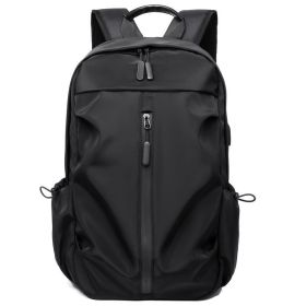 Men's Backpack Casual Business Computer Bag Usb Rechargeable Travel Backpack (Color: Black)