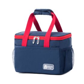 Lunch box bag lunch bento bag hand-held rice bag thickened aluminum foil waterproof ice bag insulation bag (Color: Navy Blue)