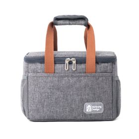 Lunch box bag lunch bento bag hand-held rice bag thickened aluminum foil waterproof ice bag insulation bag (Color: Gray)