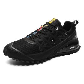 Men's Outdoor Off-road Running Shoes Air Cushion Mountaineering (Option: 8 Black-43)